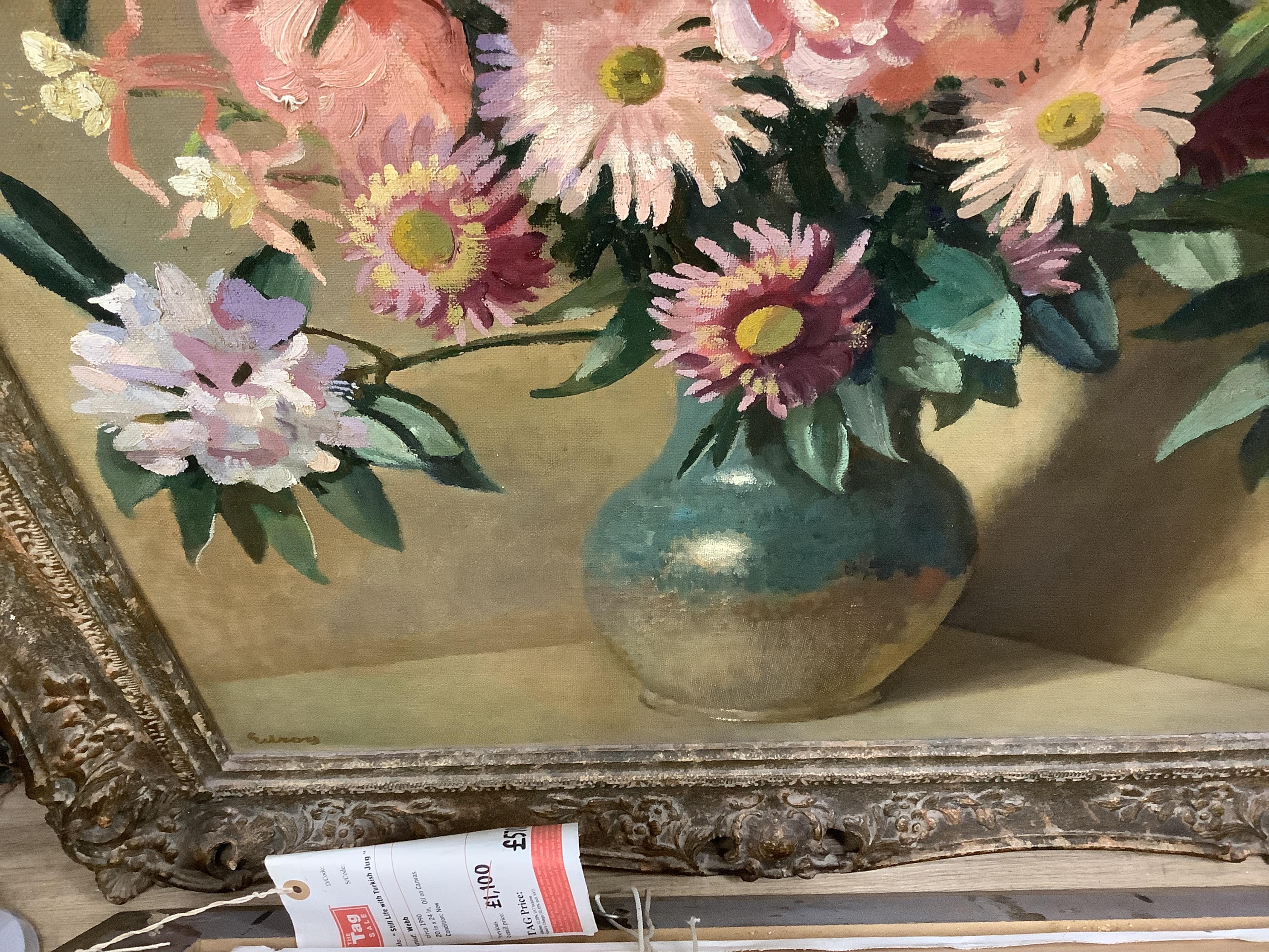 John Thomas Young Gilroy (1898-1985), Still life of flowers in a vase, signed, details verso, oil on canvas, 75 x 62cm